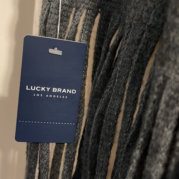 Lucky brand long gray winter scarf with fringe gift idea! - Picture 2 of 7